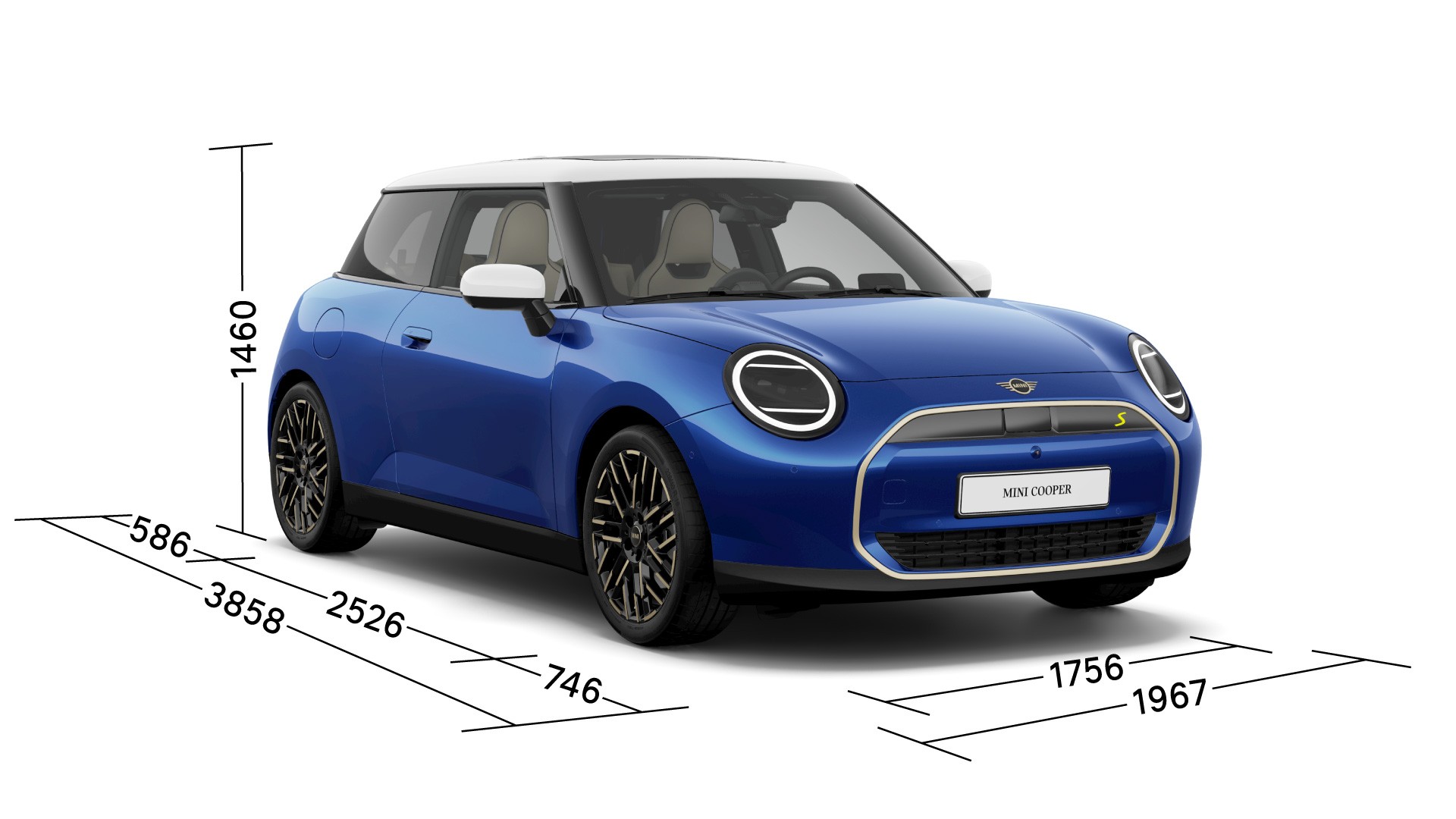 MINI Cooper Electric - driekwart - afmetingen
